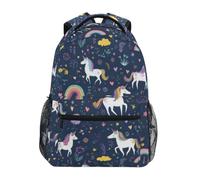 Kcldeci Kinder-Rucksack für Jungen und Mädchen, Grundschule, Einhörner, Regenbögen, Herz, Jungen, Kinder, Büchertaschen, Grundschule, Größe S-M, Einhörner, Regenbögen, Herz, S, Tagesrucksack