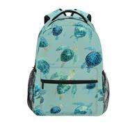Kcldeci Kinder-Rucksack für Jungen und Mädchen, Grundschulrucksäcke, Meeresschildkröte in Aqua auf Grün, Jungen, Büchertaschen, Rucksack, S-M, Meeresschildkröte in Aqua auf Grün, M, Tagesrucksack