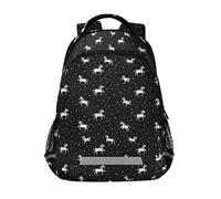 Kcldeci Kinder-Rucksack für Mädchen und Jungen, weiße Einhörner, Sterne, Schulrucksäcke, Elementar-Büchertaschen, Schulbüchertasche, Reisetagesrucksack