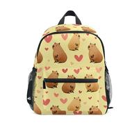 Kcldeci Kleinkind-Rucksack für Mädchen, Jungen, Capybara, Paar, Herz, Kindergarten, Grundschule, Kinder, Schultasche, Büchertasche, S-M, mehrfarbig, M, Tagesrucksack