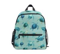 Kcldeci Kleinkind-Rucksack für Mädchen und Jungen, Meeresschildkröte in Aqua auf Grün, Kindergarten, Grundschule, Kinder, Schultasche, Büchertasche, S-M, Bunte Lutscher, S, Tagesrucksack