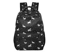 Kcldeci Rucksack für Jungen und Mädchen, weiße Einhörner, Sterne, Kinder, Schule, Büchertasche, lässiger Tagesrucksack für Grundschule, S-M, Weiße Einhörner Sterne, S, Tagesrucksack