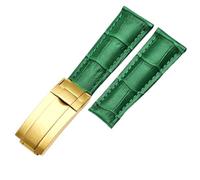 KDEGK 20 mm Kalbsleder-Uhrenarmbänder für Rolex Datejust Day Date, echtes Rindsleder, Uhrenarmband für Daytona-Faltschließe(Green gold)