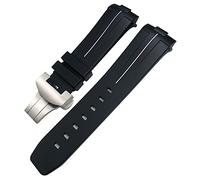 KDEGK 24 mm schwarzes grünes Natur-weiches Silikon-Gummi-Armband, passend für Panerai PAM00111/441, Schmetterlingsschnalle, wasserdichtes Armband(Black White)