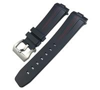 KDEGK 24 mm schwarzes grünes Natur-weiches Silikon-Gummi-Armband, passend für Panerai PAM00111/441, Schmetterlingsschnalle, wasserdichtes Armband(Black Red 1)