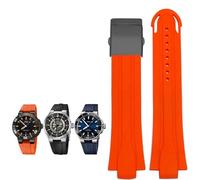 KDEGK 24mm * 12mm Lug End Gummi Wasserdichtes Armband Für Oris Armband Silikon-uhrenarmband Edelstahl Faltschließe(Orange-black)