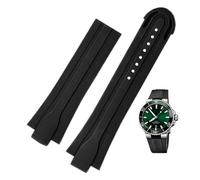 KDEGK 24mm * 12mm Lug End Gummi Wasserdichtes Armband Für Oris Armband Silikon-uhrenarmband Edelstahl Faltschließe(Black-No buckle)
