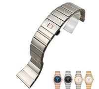 KDEGK 316L Edelstahl Uhrenarmbänder Faltschließe Uhrenarmband für Omega Double Eagle Constellation Seamaster Armband 15mm 17mm 18mm 23mm 25mm(Silver and rose,25mm-10mm)