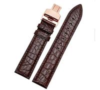 KDEGK Crocodile Leder -Uhrband für jedes Marken -Armband 16 17 18 19 -mm -Träger mit Klappverschluss(Brown rosegold,16mm)