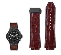 KDEGK Echtes Leder Uhrenarmband für Hublot Big Bang Serie Rindslederarmband Herren Armband mit Werkzeug Zubehör Schwarz Braun 26 * 19mm(Brown-black bucke)