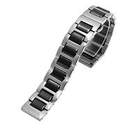 KDEGK Für Frauen Mann Keramikarmband Edelstahl Kombination Watchband 12 14 15 16 18 20 22mm Gurt Fashion Watch Watchwatch Band(Black silver,18mm)