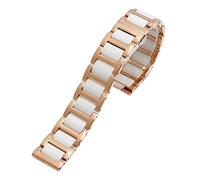 KDEGK Für Frauen Mann Keramikarmband Edelstahl Kombination Watchband 12 14 15 16 18 20 22mm Gurt Fashion Watch Watchwatch Band(Rose gold white,15mm)