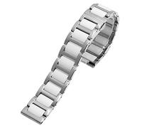 KDEGK Für Frauen Mann Keramikarmband Edelstahl Kombination Watchband 12 14 15 16 18 20 22mm Gurt Fashion Watch Watchwatch Band(White silver,20mm)