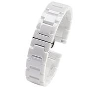 KDEGK Für Frauen Mann Keramikarmband Edelstahl Kombination Watchband 12 14 15 16 18 20 22mm Gurt Fashion Watch Watchwatch Band(Ceramic White,18mm)