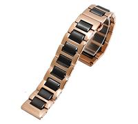 KDEGK Für Frauen Mann Keramikarmband Edelstahl Kombination Watchband 12 14 15 16 18 20 22mm Gurt Fashion Watch Watchwatch Band(Rose gold black,17mm)