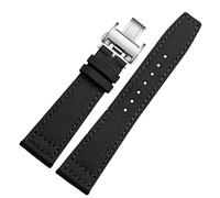 KDEGK Für Longines Pioneer Sports Series Watchband L3.810/L3.820 Sport Canvas -Gurt 20mm 21 mm 22 mm für Männer Lederbodenzubehör(Black folding,21mm)
