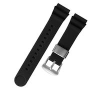 KDEGK Für Seiko 5 Nr. Solar Watchband Männer Silikon Gummi -Gummi 22mm Sporttauch SNE537 SRPA83J1 Trageschlaufe(Black silver buckle)