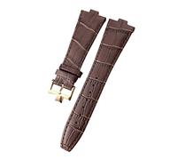 KDEGK Für Vacheron Constantin Overseas Uhrenarmbänder mit Bambusmaserung in Schwarz, Blau, Braun, 25 mm, echtes Leder mit konvexer Schnittstelle(Brown rose)