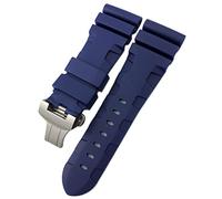 KDEGK Gummi Uhrband 22mm 24mm 26mm Silikon Uhrengurt Für Panerai Tauchluminor Pam Wasserdichtes Armband(Blue folding,24mm black buckle)