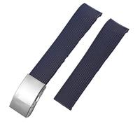 KDEGK Gummi-Uhrenarmbänder für Longines CONQUEST HYDROCONQUEST L3 21 mm wasserdichtes Armband Uhrenzubehör Silikon-Uhrenarmband mit Logo(Blue-Silver Clasp)