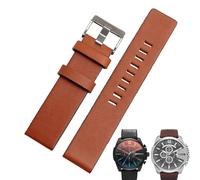 KDEGK Rindslederarmband für Diesel-Uhrenarmband DZ7312 | DZ4323 | DZ7257 mit Edelstahl-Dornschließe, 24, 26, 27, 28, 30 mm flaches Band(Brown silver,24mm)