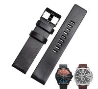 KDEGK Rindslederarmband für Diesel-Uhrenarmband DZ7312 | DZ4323 | DZ7257 mit Edelstahl-Dornschließe, 24, 26, 27, 28, 30 mm flaches Band(Black black,32mm)