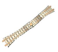 KDEGK Schwarz Gold Silber Armband 21mm 26mm Männer Frauen Edelstahl Uhrenarmband Armband für AP ROYAL OAK Riemen Faltschließe(Middle rose strap,21mm)