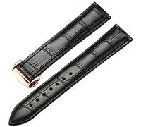 KDEGK Uhrenarmband aus echtem Leder für Omega Watch Seamaster, 19 mm, 20 mm, 22 mm, Faltschließe, schwarz/braun, 20mm, Azetat, Kein Edelstein