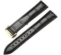 KDEGK Uhrenarmband aus echtem Leder für Omega Watch Seamaster, 19 mm, 20 mm, 22 mm, Faltschließe, schwarz/braun, 22mm, Azetat, Kein Edelstein