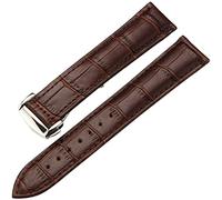 KDEGK Uhrenarmband aus echtem Leder für Omega Watch Seamaster, 19 mm, 20 mm, 22 mm, Faltschließe, schwarz/braun, 20mm, Azetat, Kein Edelstein