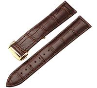 KDEGK Uhrenarmband aus echtem Leder für Omega Watch Seamaster, 19 mm, 20 mm, 22 mm, Faltschließe, schwarz/braun, 18mm, Azetat, Kein Edelstein