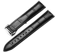KDEGK Uhrenarmband aus echtem Leder für Omega Watch Seamaster, 19 mm, 20 mm, 22 mm, Faltschließe, schwarz/braun, 18mm, Azetat, Kein Edelstein