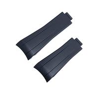 KDEGK Uhrenarmband aus Gummi, 20 mm, schwarz, verstellbare Faltschnalle, Uhrenarmband für Rolex-Armband für Submariner GMT Oysterflex Daytona Armband, Without Buckle, Azetat, Kein Edelstein