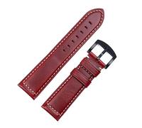 KDEGK Vintage italienisches gewachstes Leder Uhrenarmband Armband 18mm 20mm 22mm 24mm Armband Handgelenk Zubehör(Red Blk,20mm)