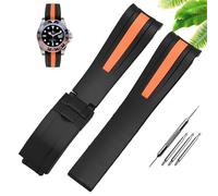 KDEGK Wasserdichtes Gummi-Silikon-Armband für Herren, 20 mm, 22 mm, Klappschnalle, Uhrenzubehör, 22mm, Azetat, Kein Edelstein