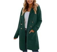 KDEIHT Wollmantel Damen Winter Wintermantel Lange Wolljacke Warme Mantel Elegant Winterjacke mit Reverskragen Jacke Wolle Trenchcoat Doppelreihig Hemdjacke Freizeit Winterparka Langarm Outdoorjacke