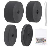Keadic 4 Pce 5 Metre Thick Black Elastic Bands with 100 locating pin for Sewing Waistband, Width: 10 mm, 20 mm, 30 mm, 40 mm, Roll of Elastic, Dressmaking, Headbands, Trouser, Wig Band and DIY Craft
