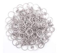 Keadic 450Pcs 20MM Flat Key Chain Rings with Chain and Screw Eye Pins Kit for Home Car Keychains, Lanyards, Gifts and Other Crafts Jewelry Making (Nickel Plated, Silver)