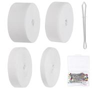 Keadic 4PCS Gummiband Breite (weiß), Elastikbänder mit 100 Positionierstiften für Nähband, Breite: 10 mm, 20 mm, 30 mm, 40 mm, Rolle von Elastik, Dressmaking, Kopfbänder, Hose, Perückenband
