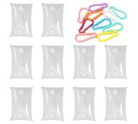 Keadic Small Pouches,10pcs klare Münzentasche mit bunten Snap-Haken, niedliche PVC-Münzentasche klare PVC Mini-Brieftasche transparente Kartenhalter Schlüsselanhänger für Frauen, 5,5 x 8,5 cm