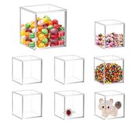 KeaJuidy 8 Stück Schmuckschatulle aus transparente Acryl Kleine Aufbewahrungsbox mit Deckel Acrylbox für Schmuck, Süßigkeiten 5,5x5,5x5,5 cm