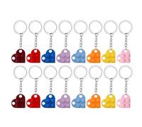 Keboyoe 16 Stück Schlüsselanhänger Bausteine Schlüsselanhänger Herz Bricks Bunt Schlüsselbund Herzförmig Schlüsselanhängers Partner Schlüsselanhängers Paar für Valentinstag Weihnachten Geschenk