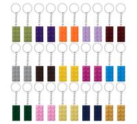 Keboyoe 30 Stück Schlüsselanhängers Bausteines Bricks Bunt Schlüsselbund Bausteine Schlüsselanhänger Schlüsselanhänger Bausteines für Anhängerzubehör, Kindergeburtstagsfeier Geschenke(15 Farben)