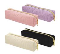 Keboyoe 4 Stück Mäppchen CordStoff Mehrfarbig Schulmäppchen CordStoff Stiftemappe 1 Fach Cord Schlamperetui Kordstoff Federmappe Klein Aesthetic Federmäppchen Cord für Schule,Büro,Kosmetik Organizer