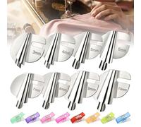 Keboyoe 8 Stück Nähmaschinen Zubehör Rolled Saum Nähfuß Universal Näh Rollsaumfuß Set Edelstahl Rolled Saum Presser Rollsaumfuß 3-10mm mit 4 Stoffklammern Nähfuß für Rollsäumer für Nähmaschinen