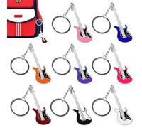 Keboyoe 8 Stück Schlüsselanhänger Gitarre Schlüsselanhänger aus Metall Schlüssel-Ring Rock E-Gitarre Musikinstrument Schlüsselanhängers für Herren und Damen(8 Farben)