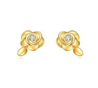KECHO 14K Karat Gold Rosen Ohrringe Echtgold Blumen Ohrstecker Ohrringe Schmuck Geschenke für Damen