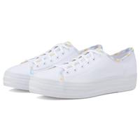 Keds Damen Triple Kick Canvas Sneaker, Weiß/mehrfarbiges Gingham-Bindung, 40.5 EU