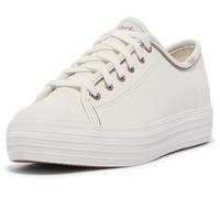 Keds Dreifach-Kick-Leder-Sneaker für Damen, Weiß/Rotgold, 8