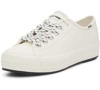 Keds Triple Kick Damen-Sneaker aus Leder, Weiß/Schwarz unten Foxing Stripe, 37 EU